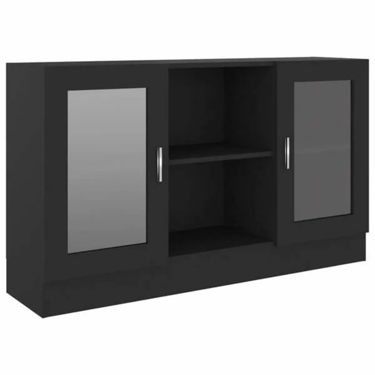 Vitrine Cabinet Black 120x30.5x70 cm Engineered Wo - Image 1