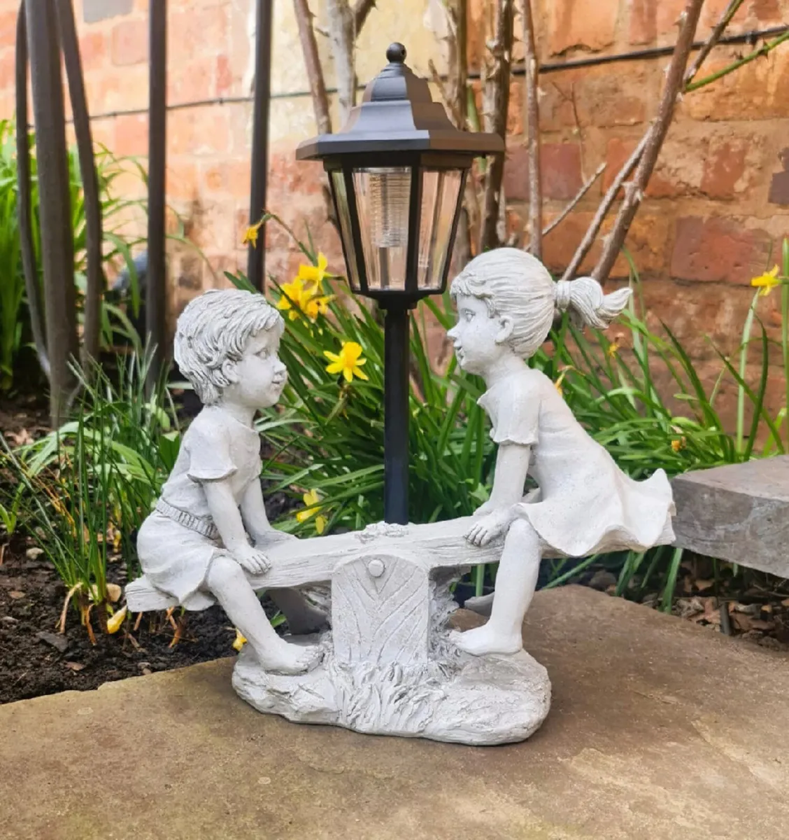 Solar Light Boy & Girl Seesaw Garden Ornament NEW - Image 3