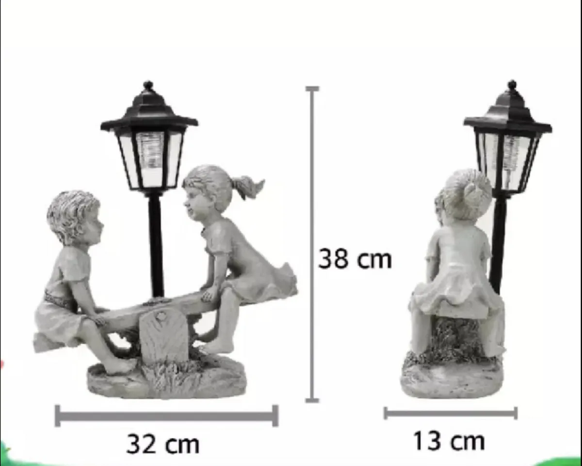 Solar Light Boy & Girl Seesaw Garden Ornament NEW - Image 4