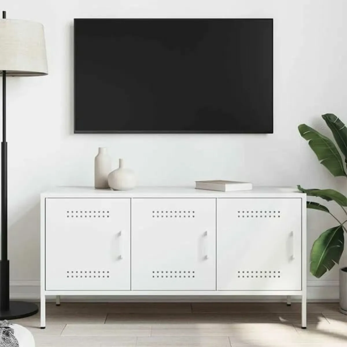 TV Cabinet White 100.5x39x50.5 cm Steel - Image 3