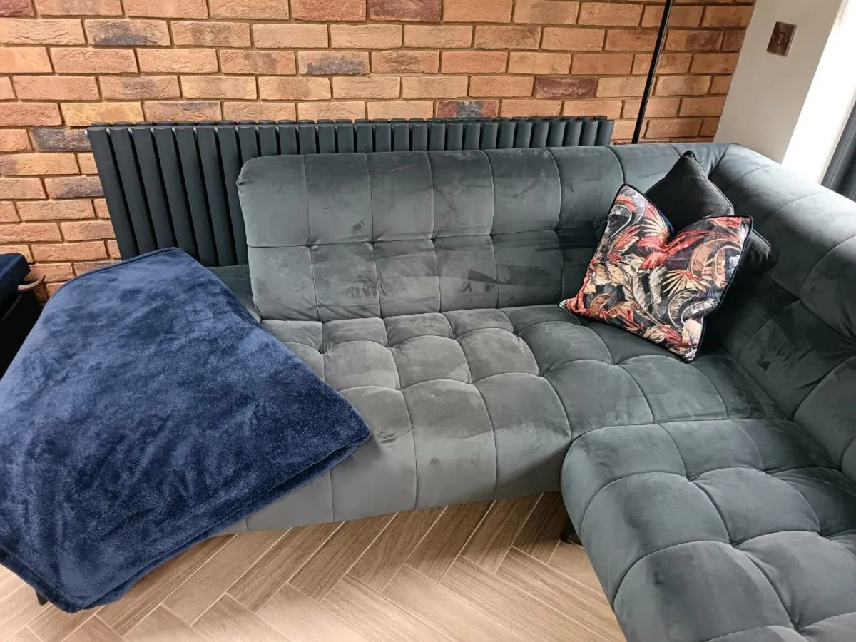 Anthracite grey/blue Diamond Furniture corner sofa - Image 2
