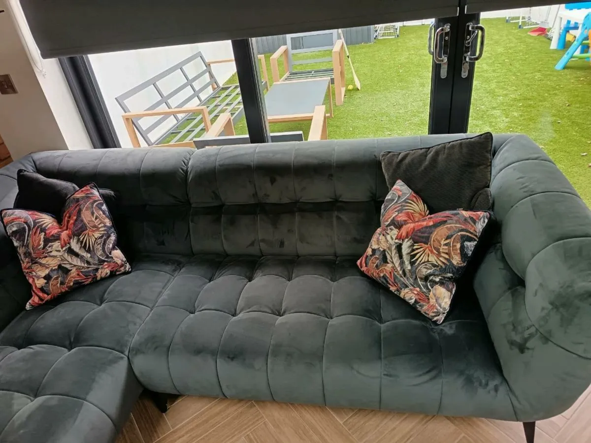 Anthracite grey/blue Diamond Furniture corner sofa - Image 3