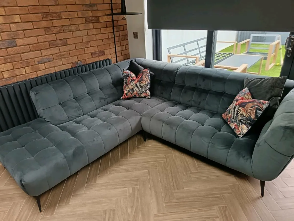 Anthracite grey/blue Diamond Furniture corner sofa - Image 4