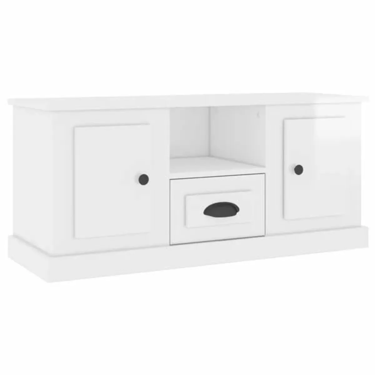 TV Cabinet High Gloss White 100x35.5x45 cm Enginee - Image 3