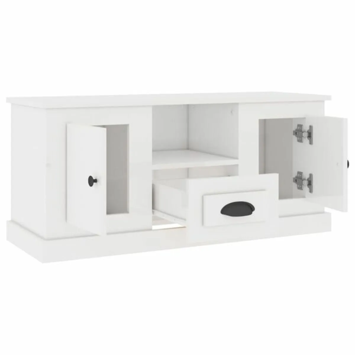 TV Cabinet High Gloss White 100x35.5x45 cm Enginee - Image 4