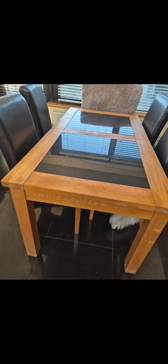 Kitchen dining table with granite insert - Image 1