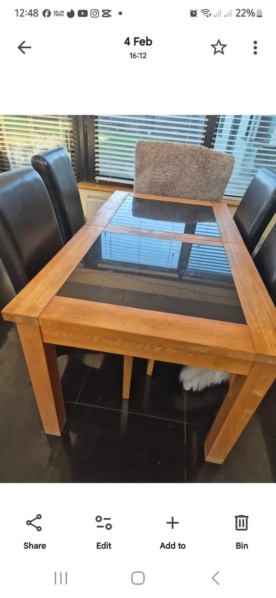 Kitchen dining table with granite insert - Image 2