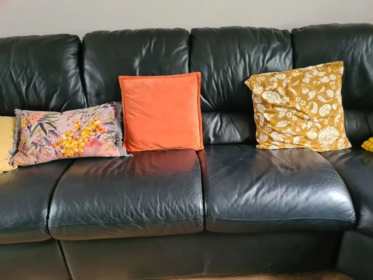 Black Leather Corner Sofa - Image 3