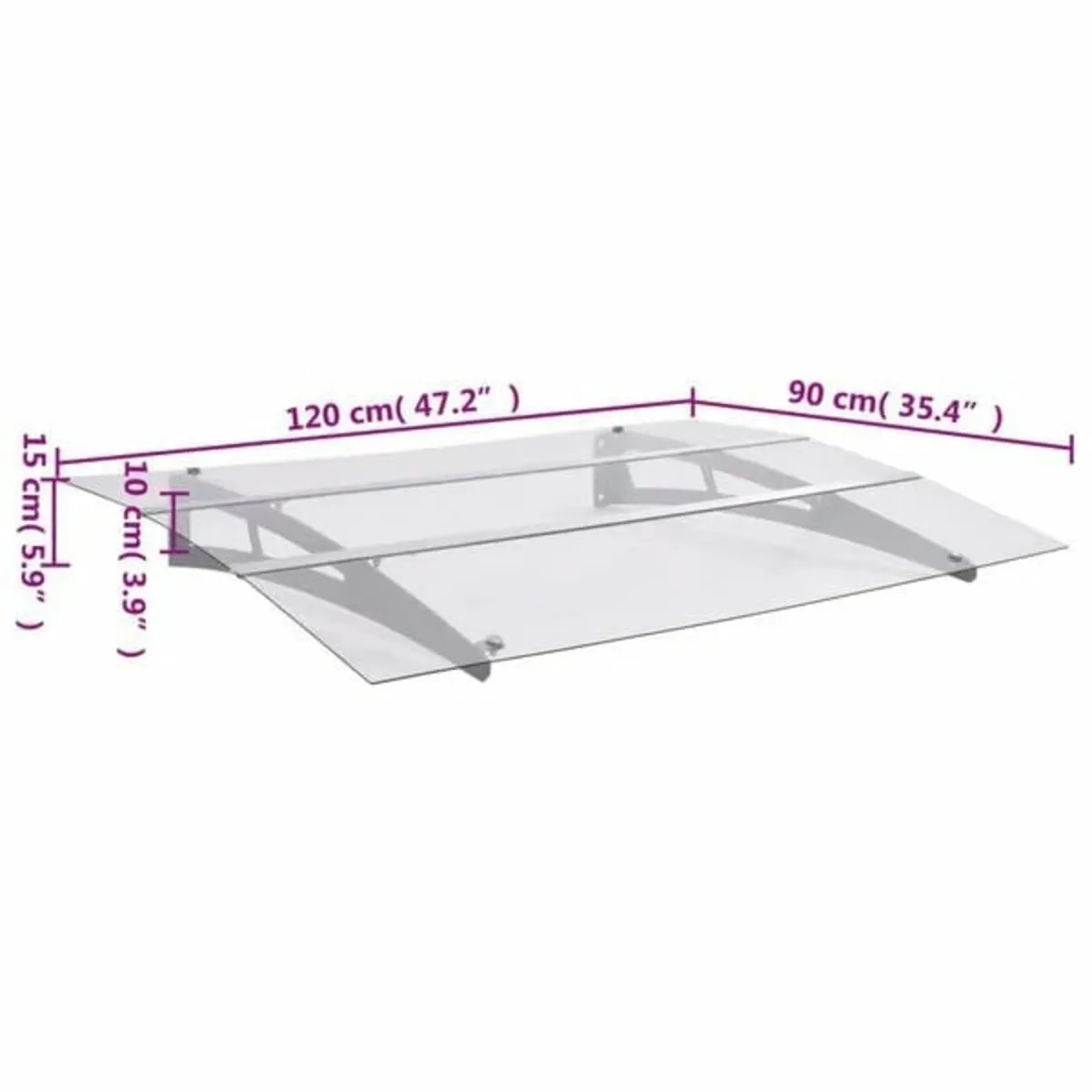 Door Canopy Silver and Transparent 120x90 cm Polyc - Image 4