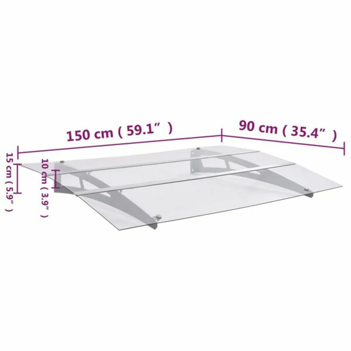 Door Canopy Silver and Transparent 150x90 cm PET - Image 4