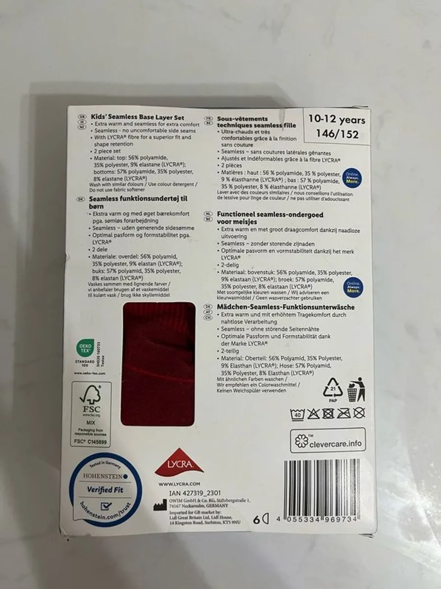 Kids ski baselayer set, age 10-12, brand new in unopened box - Image 3