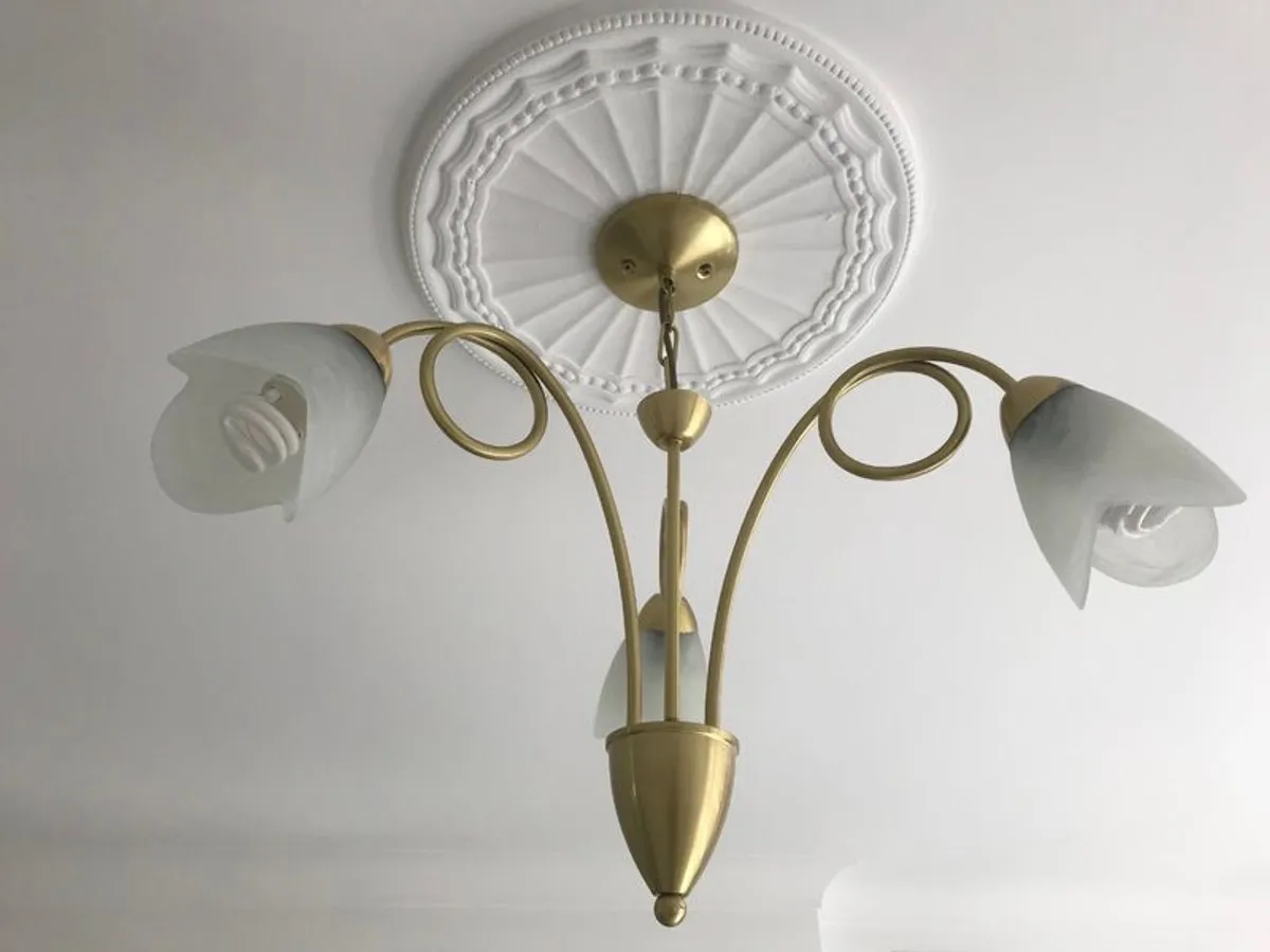 2 Vintage brass ceiling lights, 50 euro each 90 euro for 2. - Image 1