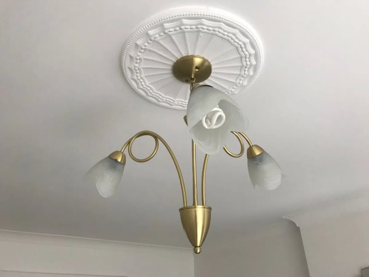 2 Vintage brass ceiling lights, 50 euro each 90 euro for 2. - Image 2