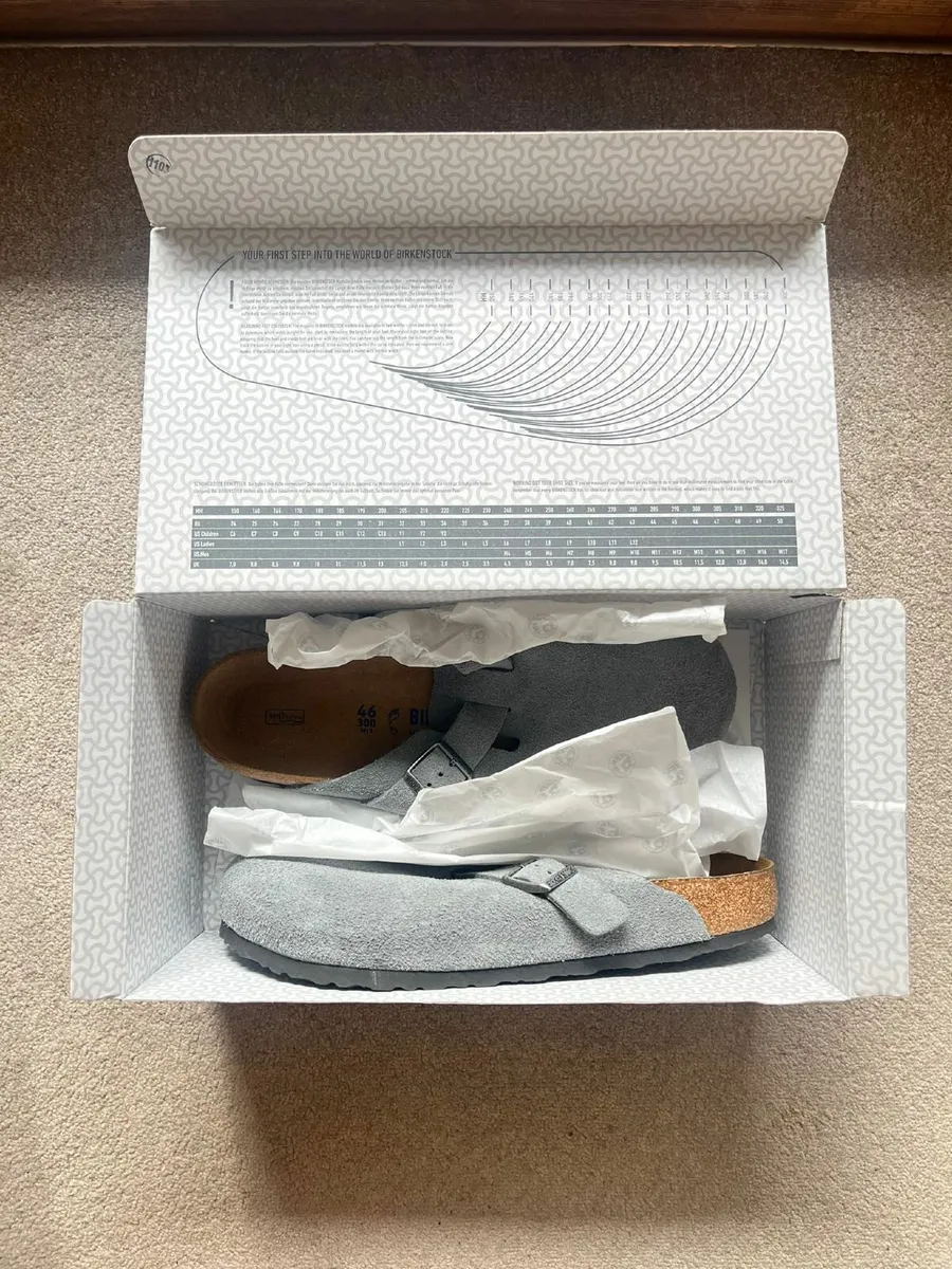 Birkenstock Boston Clog - Grey Suede - Size 11.5UK - Image 1