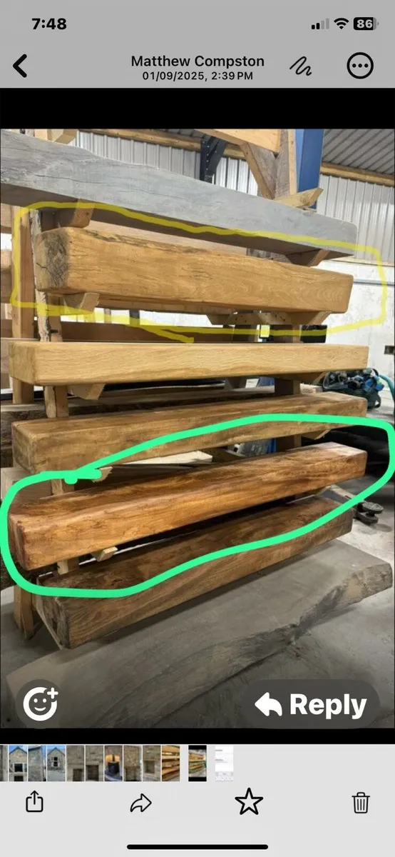 Live edge beams oak bech sycamore house kitchen - Image 1