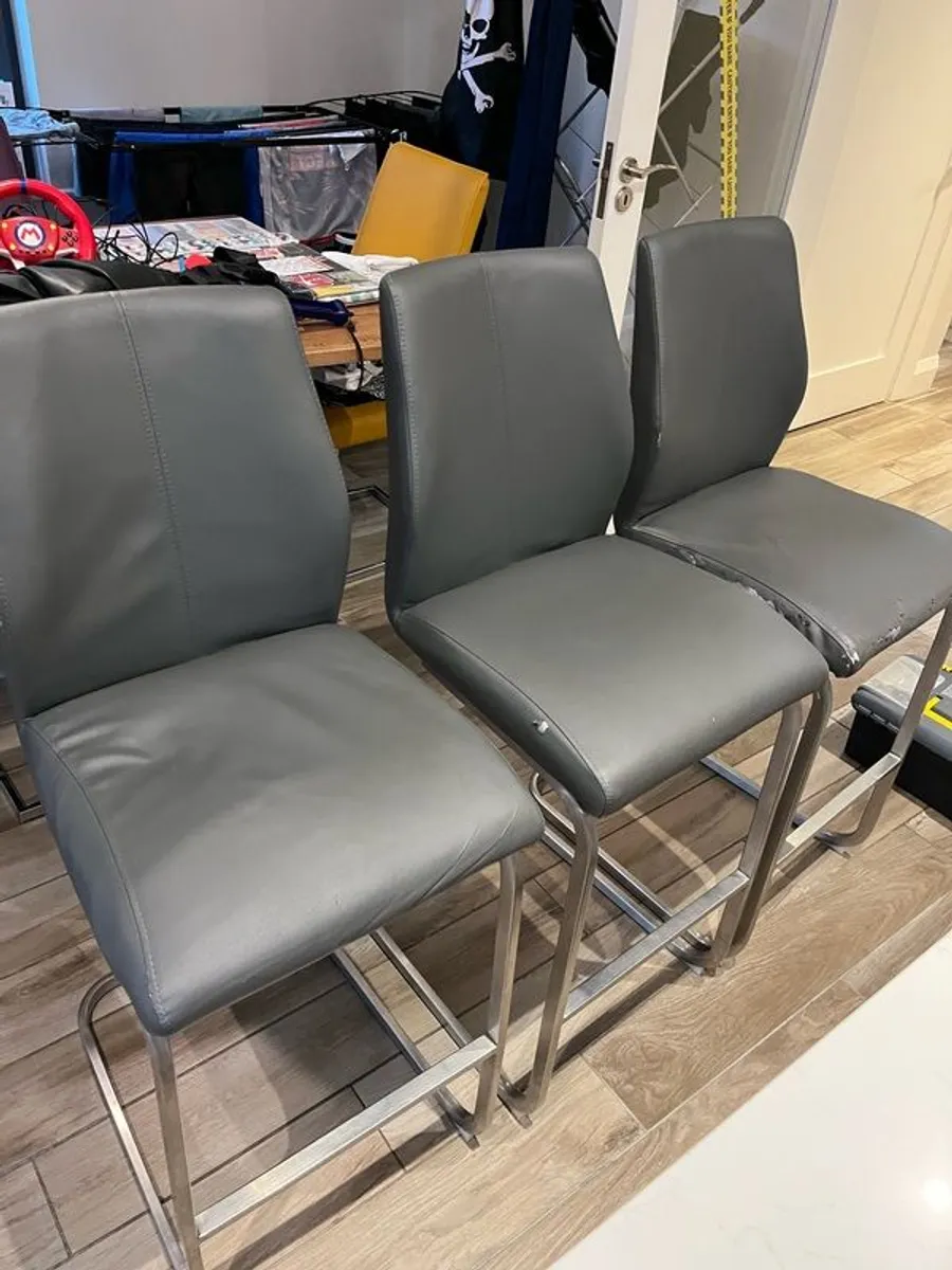 Three stainless steel bar stools. - Image 2