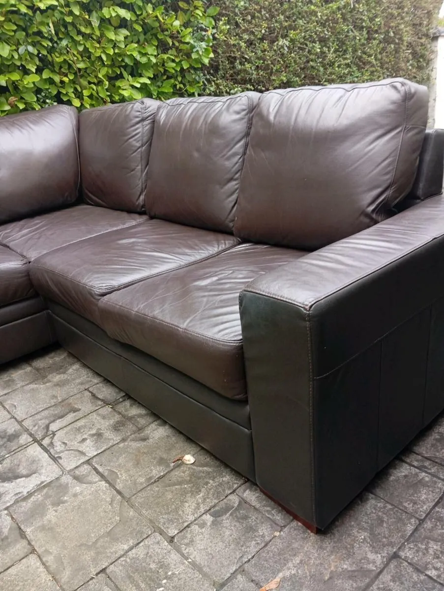 Genuine leather corner sofa - Image 4