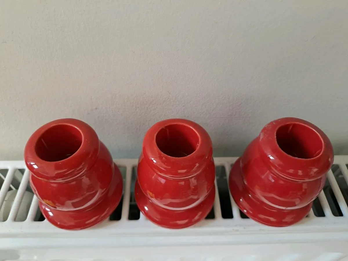 3 red candle holders - Image 2