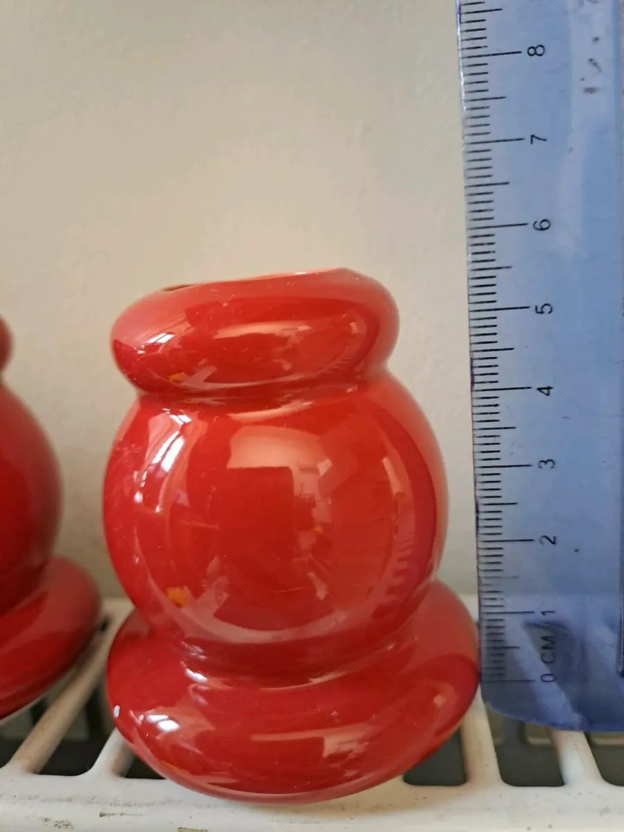 3 red candle holders - Image 4
