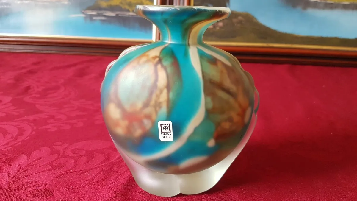 Vintage Mdina Art Glass MultiColor Vase Malta Made - Image 1