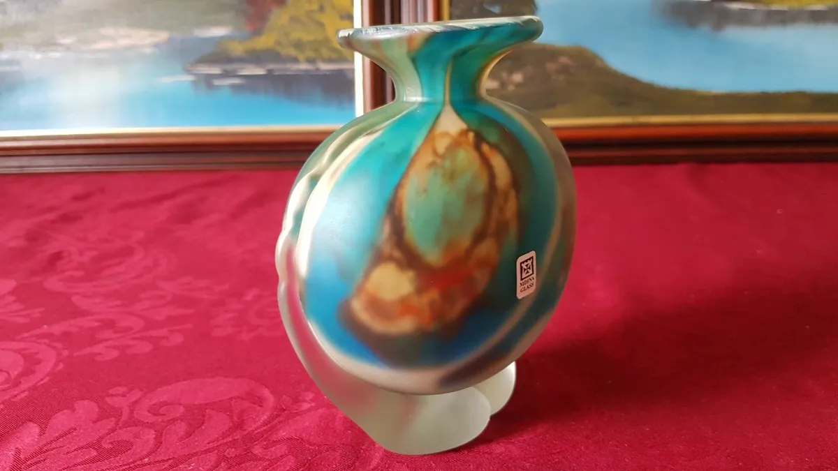 Vintage Mdina Art Glass MultiColor Vase Malta Made - Image 4