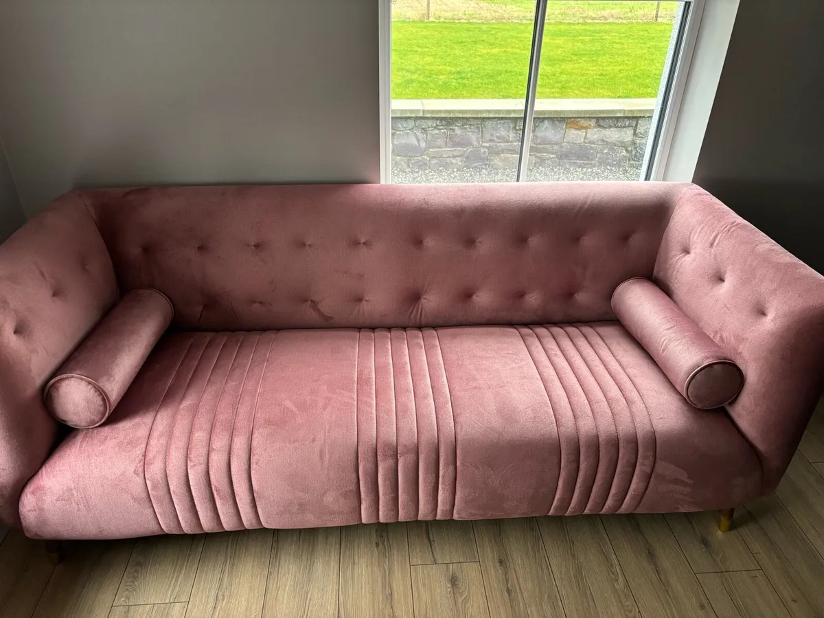 Mindy Brown Pink Couch - Image 1