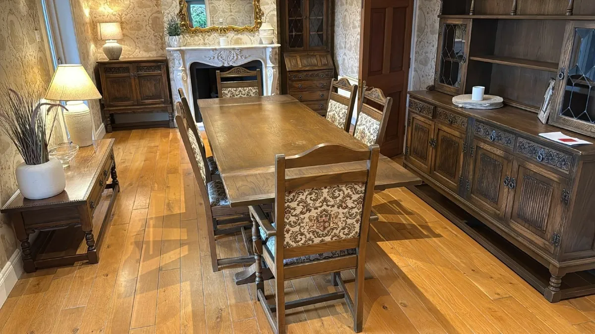 Wood Bros “Old Charm” Solid Oak Dining Set - Image 1