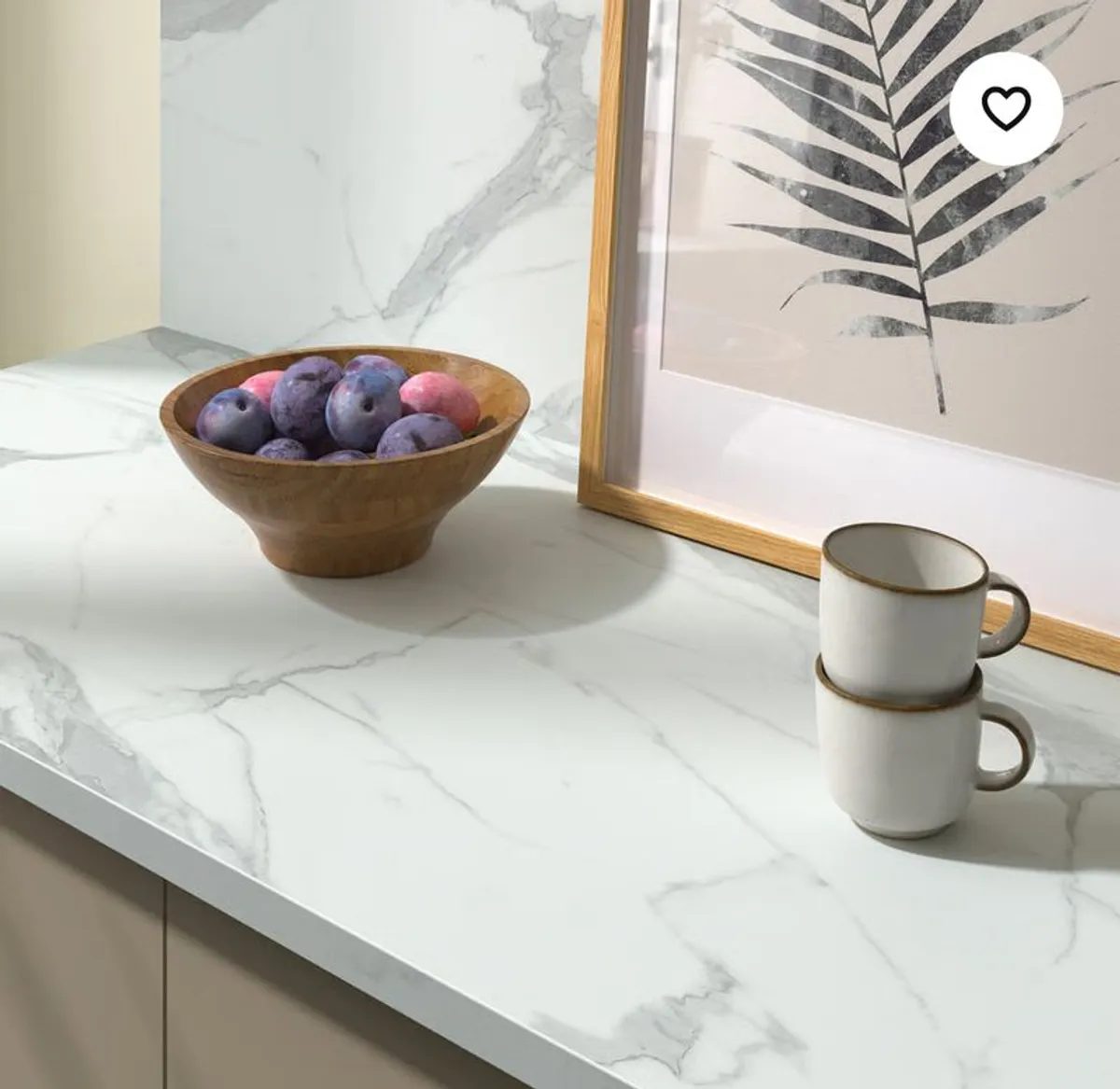 Worktop, white marble effect/laminate, 246x2.8 cm - Image 3