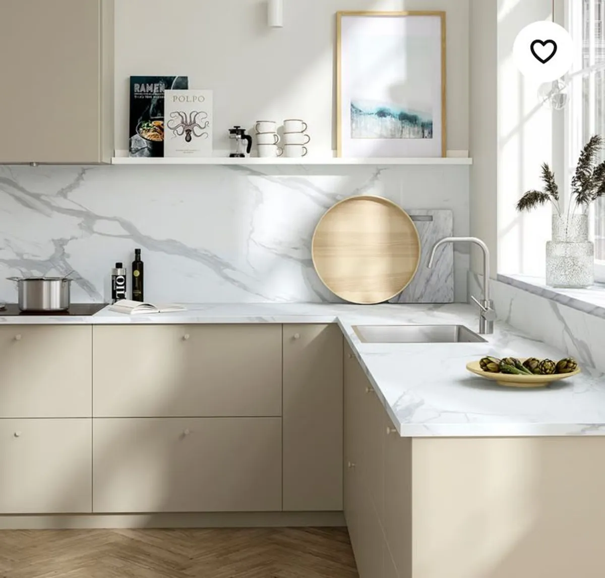 Worktop, white marble effect/laminate, 246x2.8 cm - Image 4