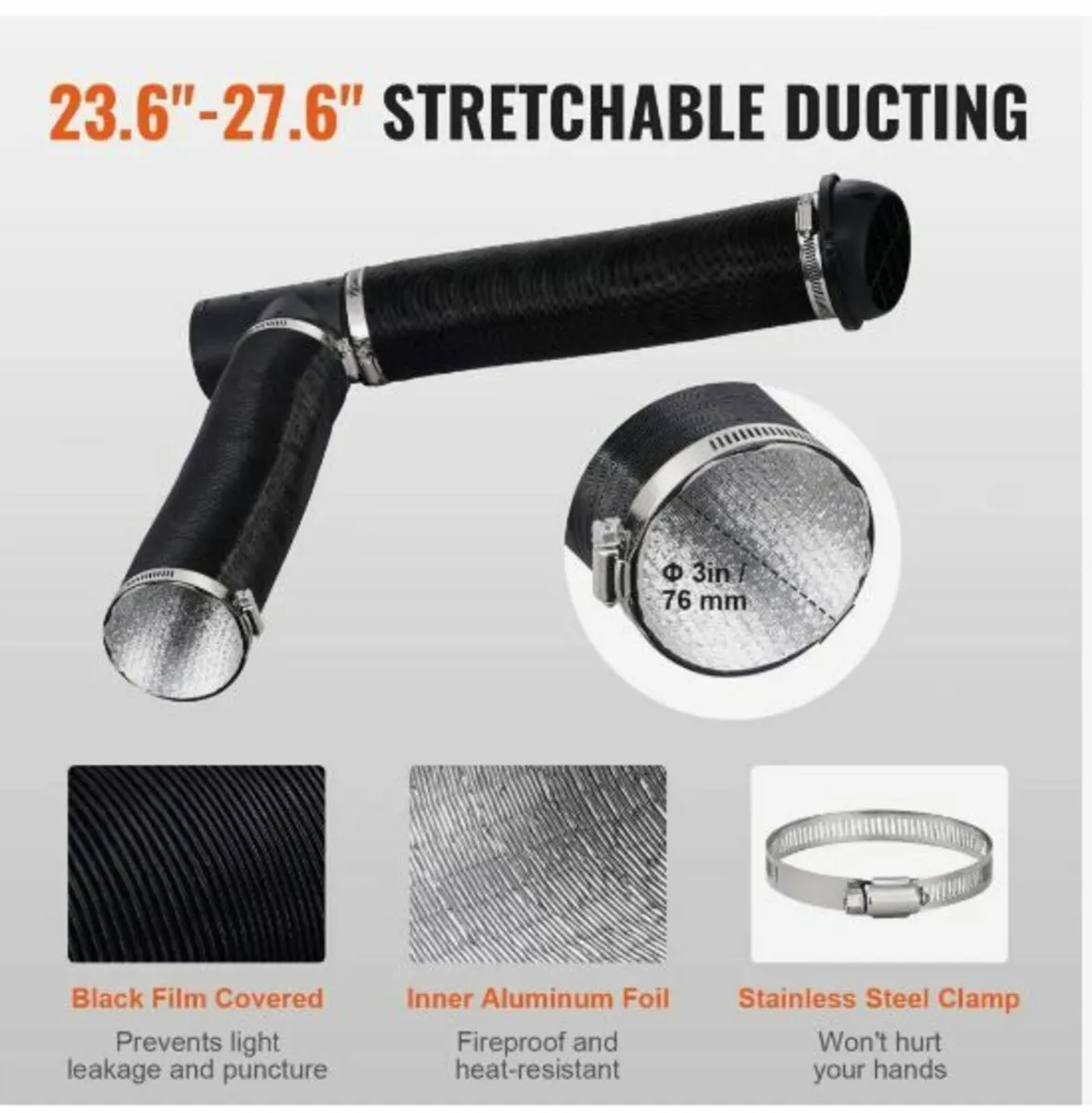 Diesel Heater Pipe Ducting Set, 76 mm - Image 4
