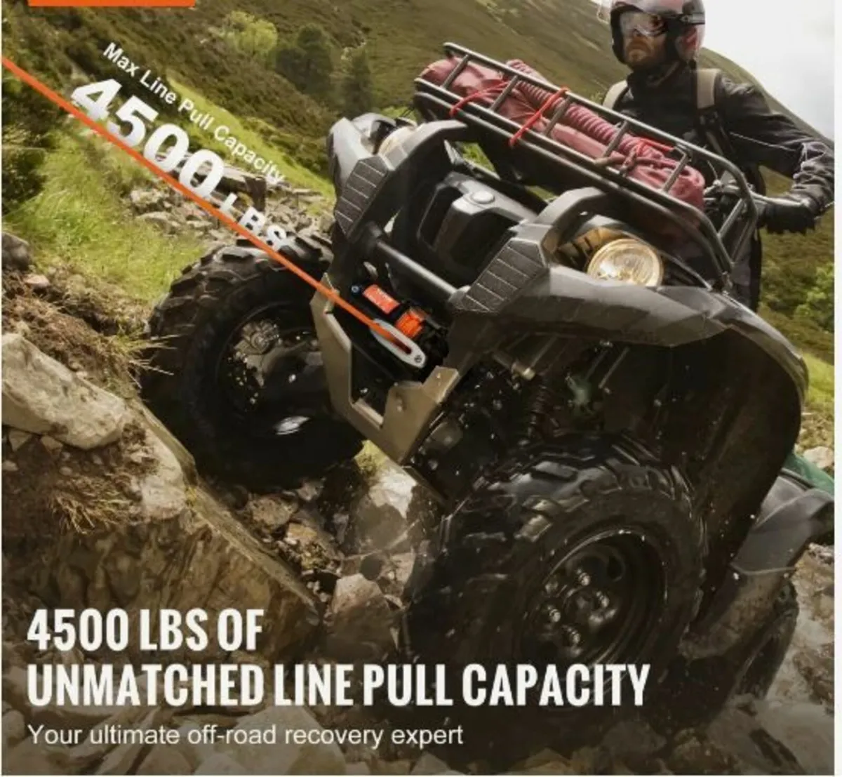Electric Winch ATV UTV 2041.2 kg Synthetic Rope - Image 3