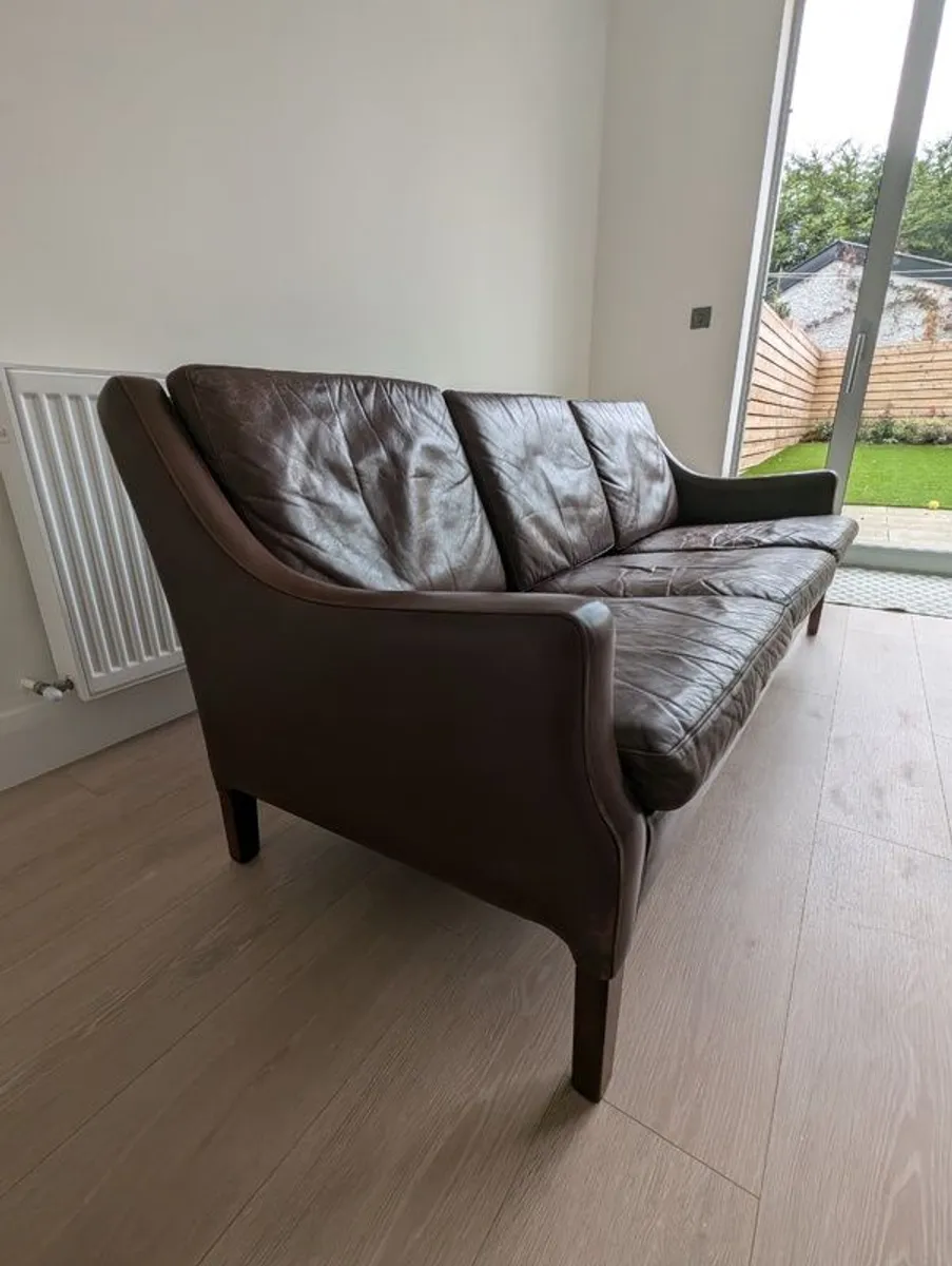 Refurbished Mid Century Danish Leather & Rosewood 3 Seater Sofa Vintage 1960s - Image 1