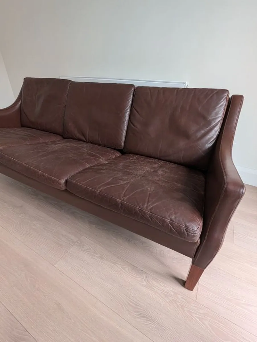 Refurbished Mid Century Danish Leather & Rosewood 3 Seater Sofa Vintage 1960s - Image 3