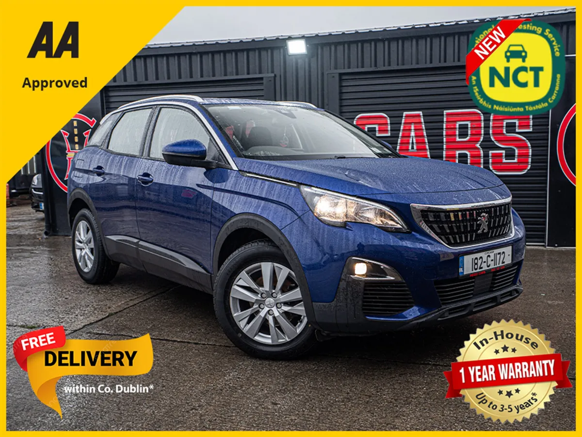 182 Peugeot 3008 1.2/High spec/New NCT/1yr warrant - Image 1