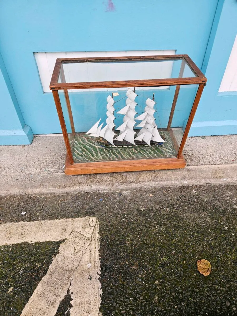 Vintage Sailing Ship in Display Case - Image 1