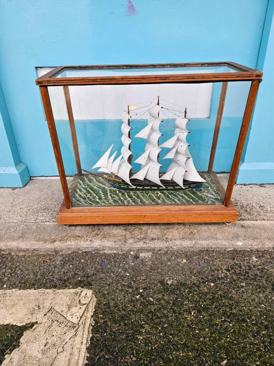 Vintage Sailing Ship in Display Case - Image 2