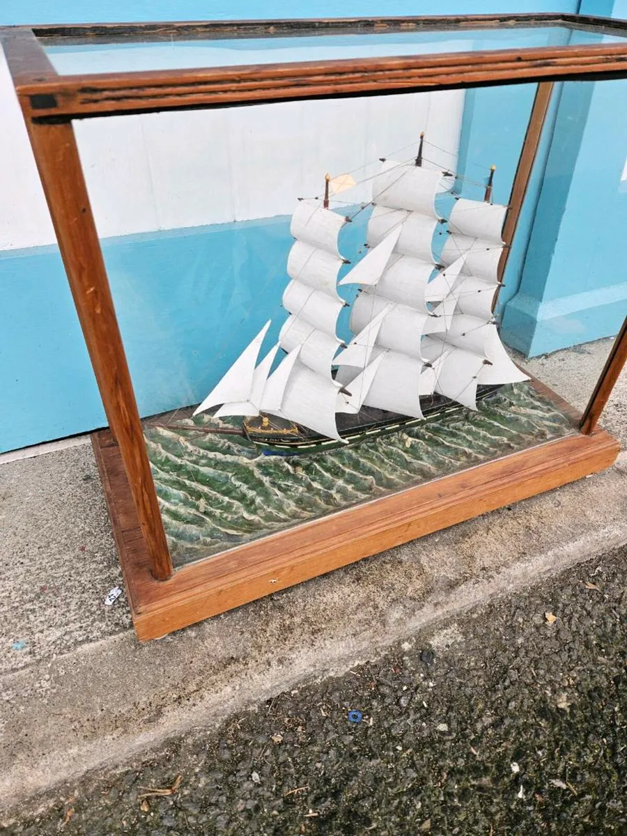 Vintage Sailing Ship in Display Case - Image 3