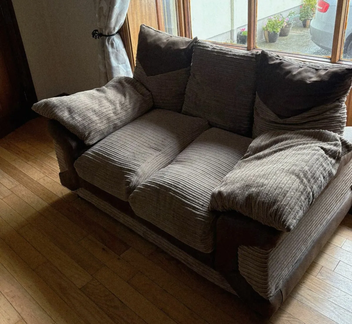 2 Couches and 1 armchair and footstool - Image 2