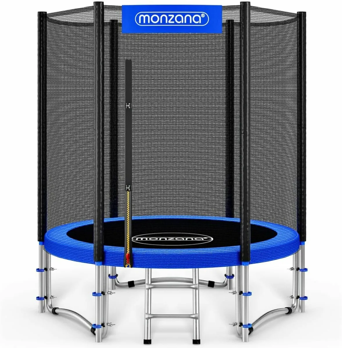 Trampoline with safety net, ladder and padded pole - Image 1
