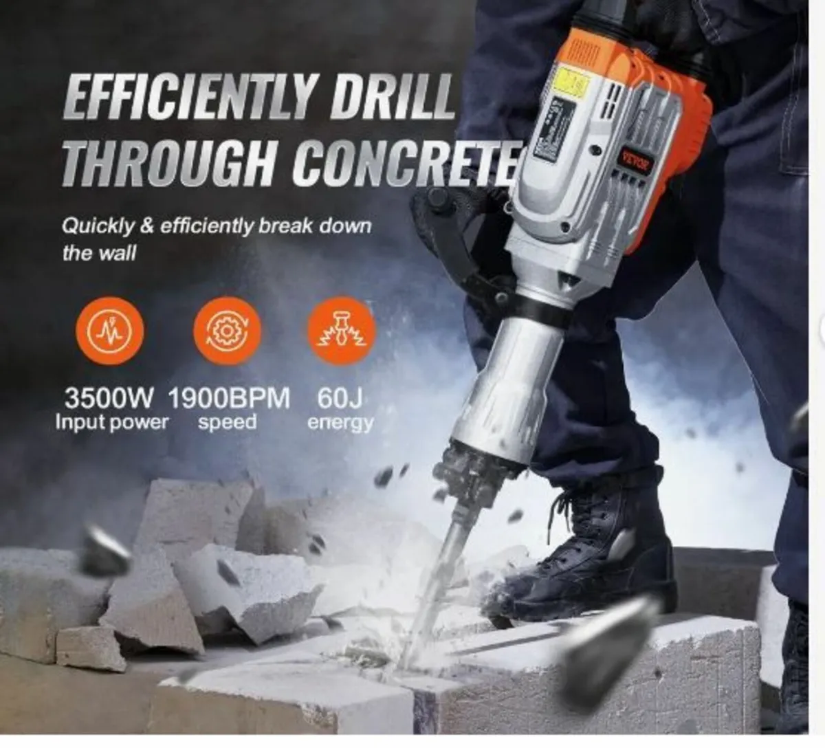 Demolition Jack Hammer Concrete Breaker 3500W - Image 2