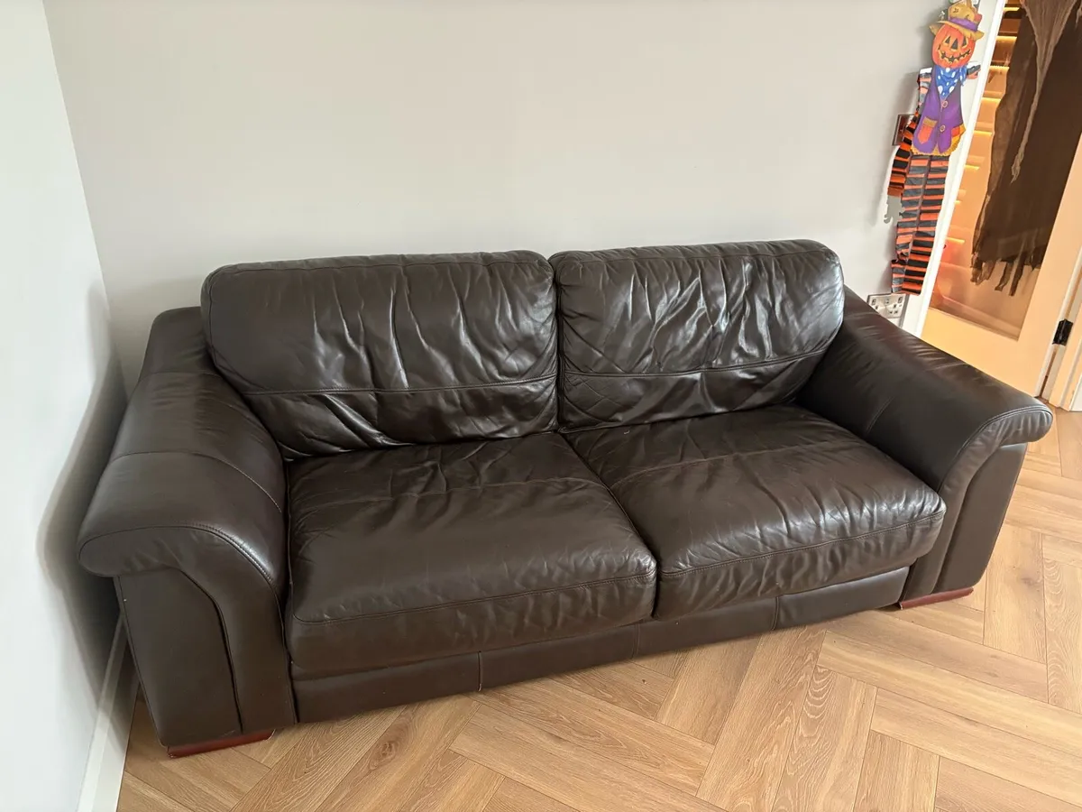Black Leather Sofa - Image 1