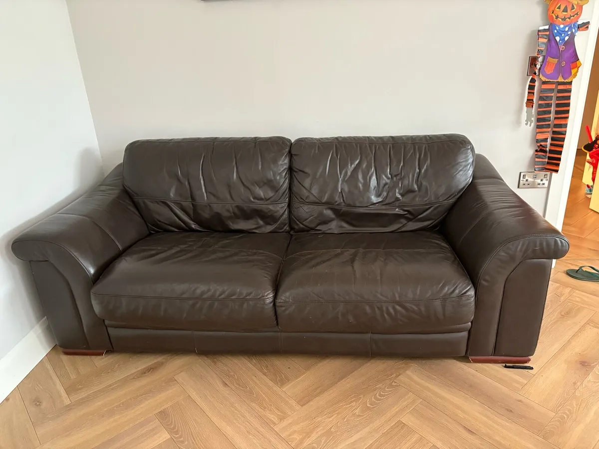 Black Leather Sofa - Image 2