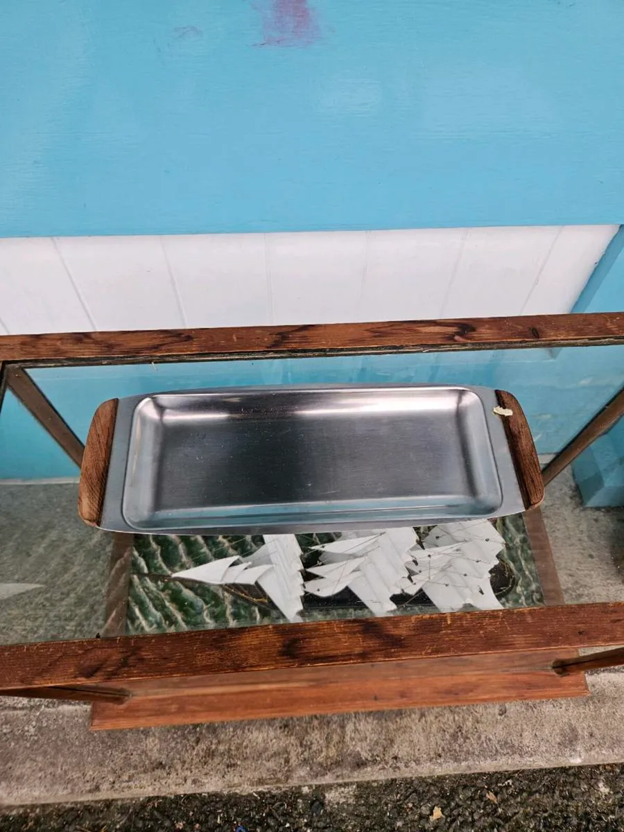 Vintage Mid Century Stainless Steel Tray - Image 1
