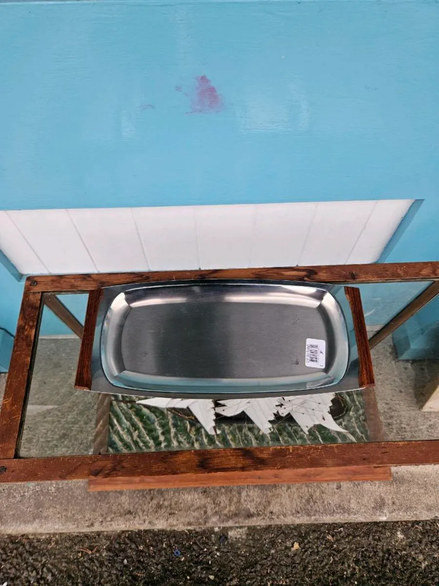 Vintage Mid Century Stainless Steel Tray - Image 1