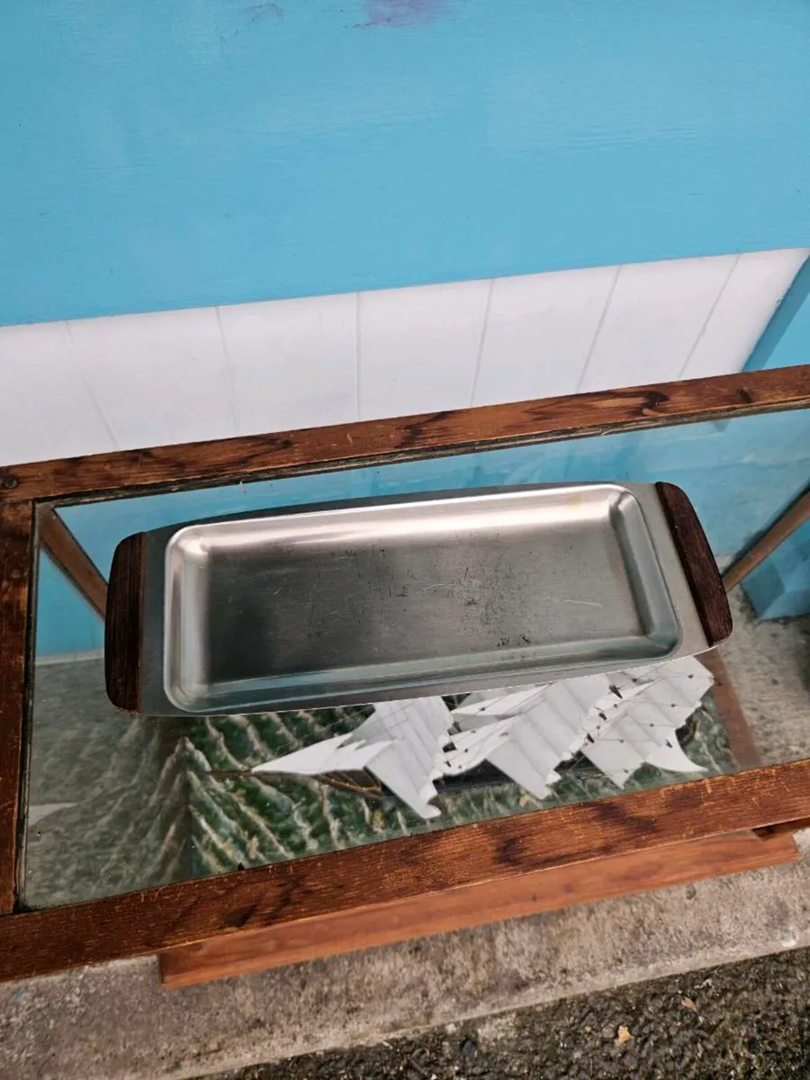 Vintage Mid Century Stainless Steel Tray - Image 1
