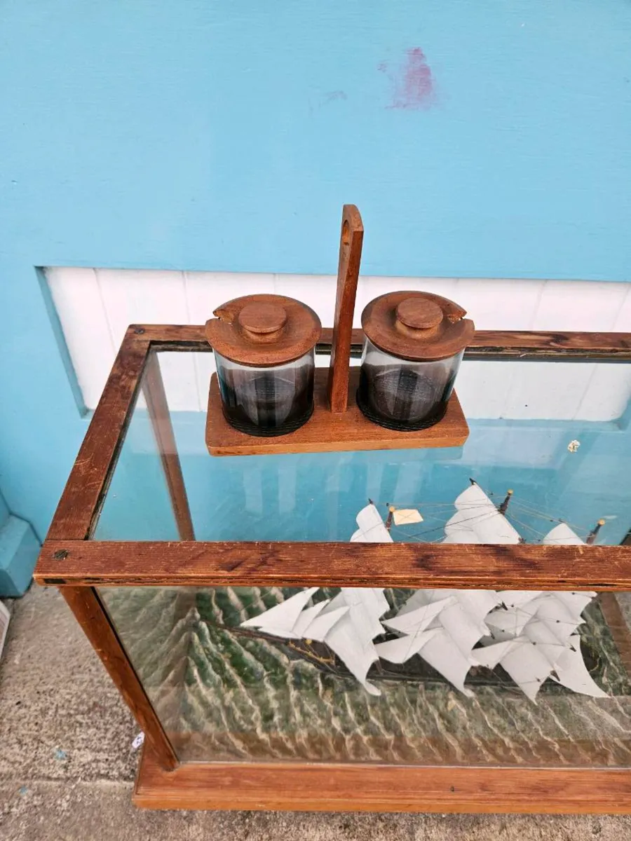 Vintage Mid Century Glass and Wooden Jars - Image 1