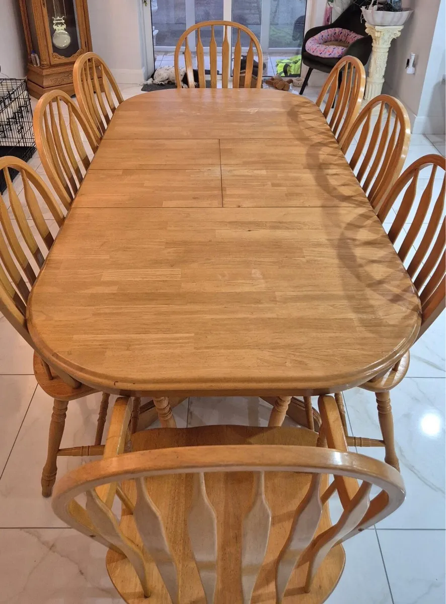 Kitchen / Dining Table & 8 chairs ( 2 carvers) - Image 1