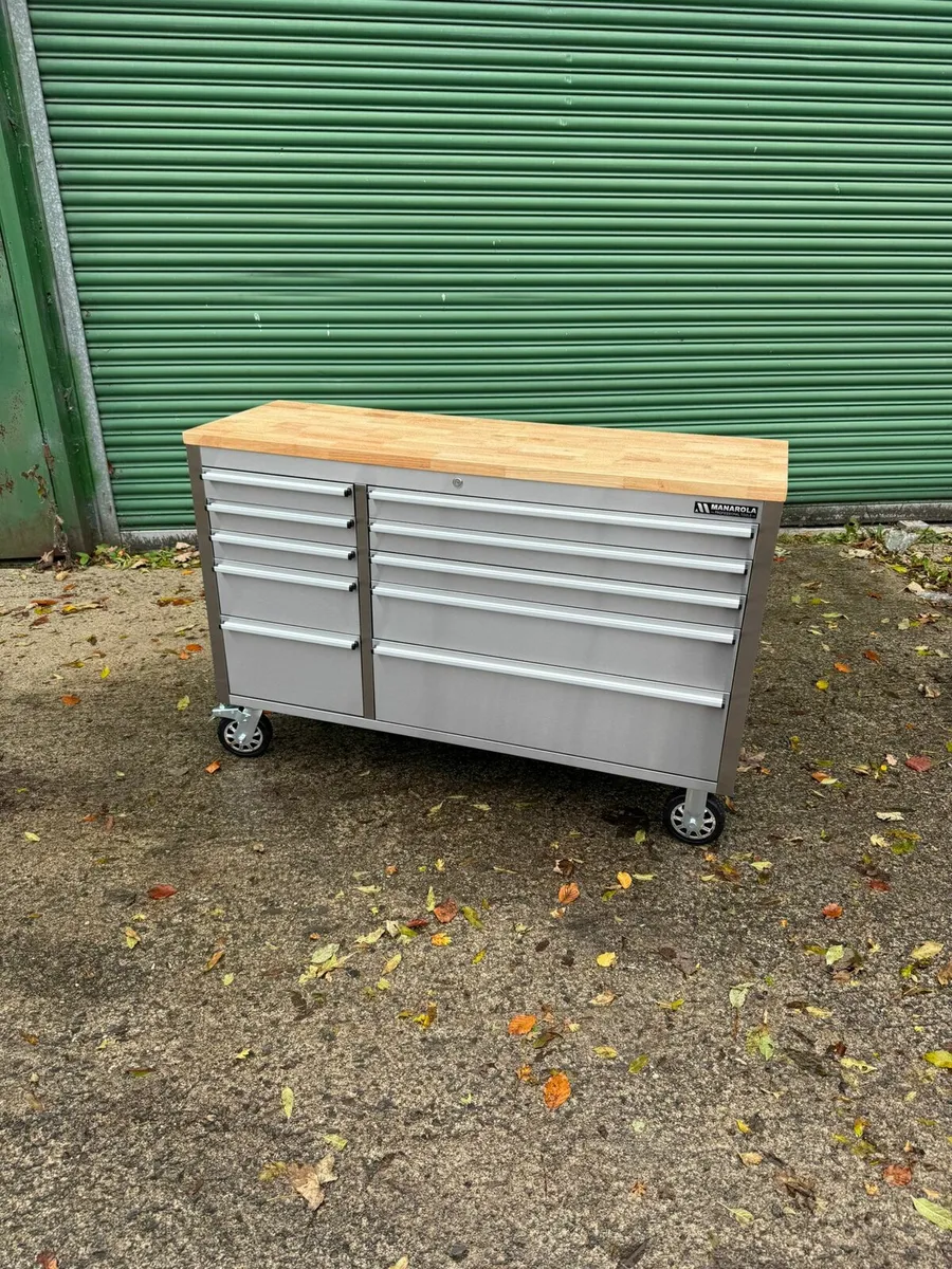 Manarola 55″ 10 Drawer Stainless Steel Tool Cabine - Image 1