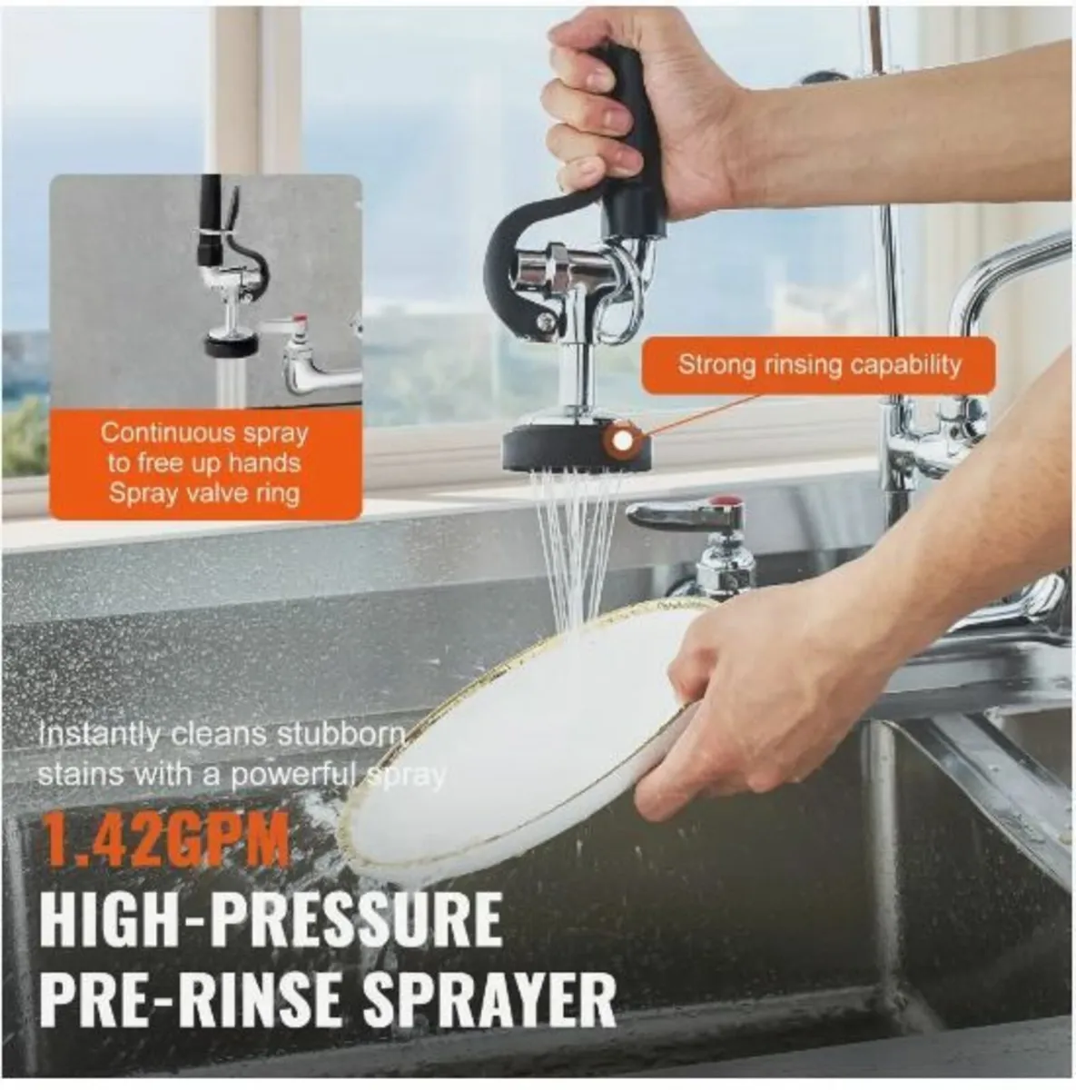 Commercial Faucet with Pre-Rinse Sprayer - Image 4