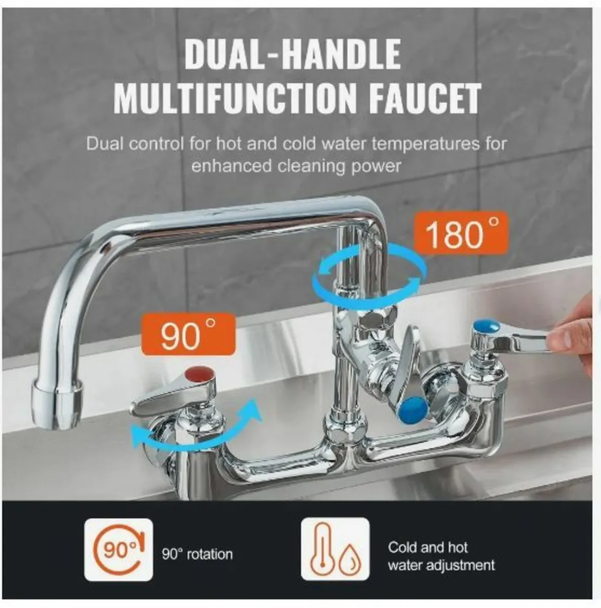 Commercial Faucet with Pre-Rinse Sprayer - Image 2